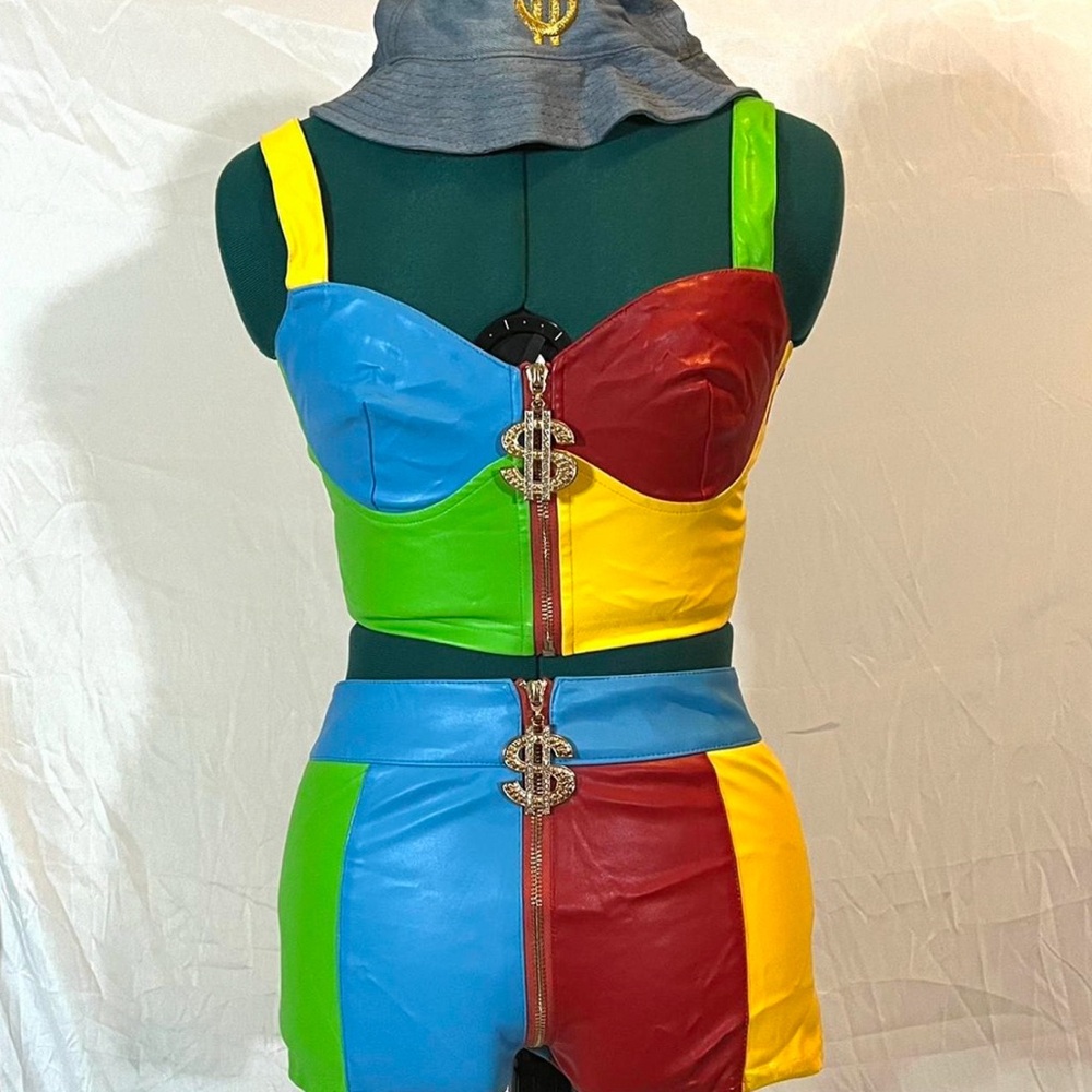 90s Color Block Cardi B Halloween Costume (Hat Included)
